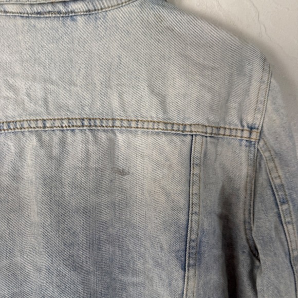 Free People Distressed Light Wash Denim Jacket Women's L Boho‎ Festival Western - Picture 5 of 10